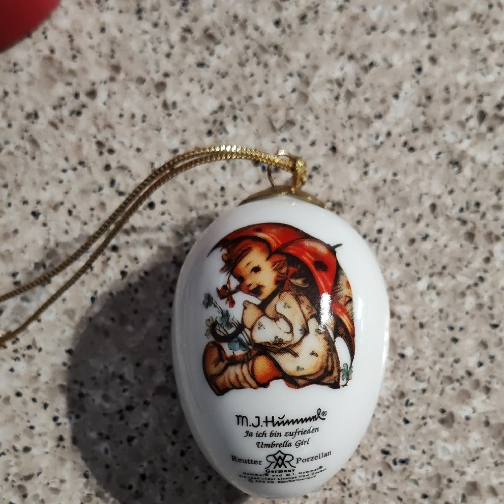 Hummel Umbrella Girl Ornament - White and Red